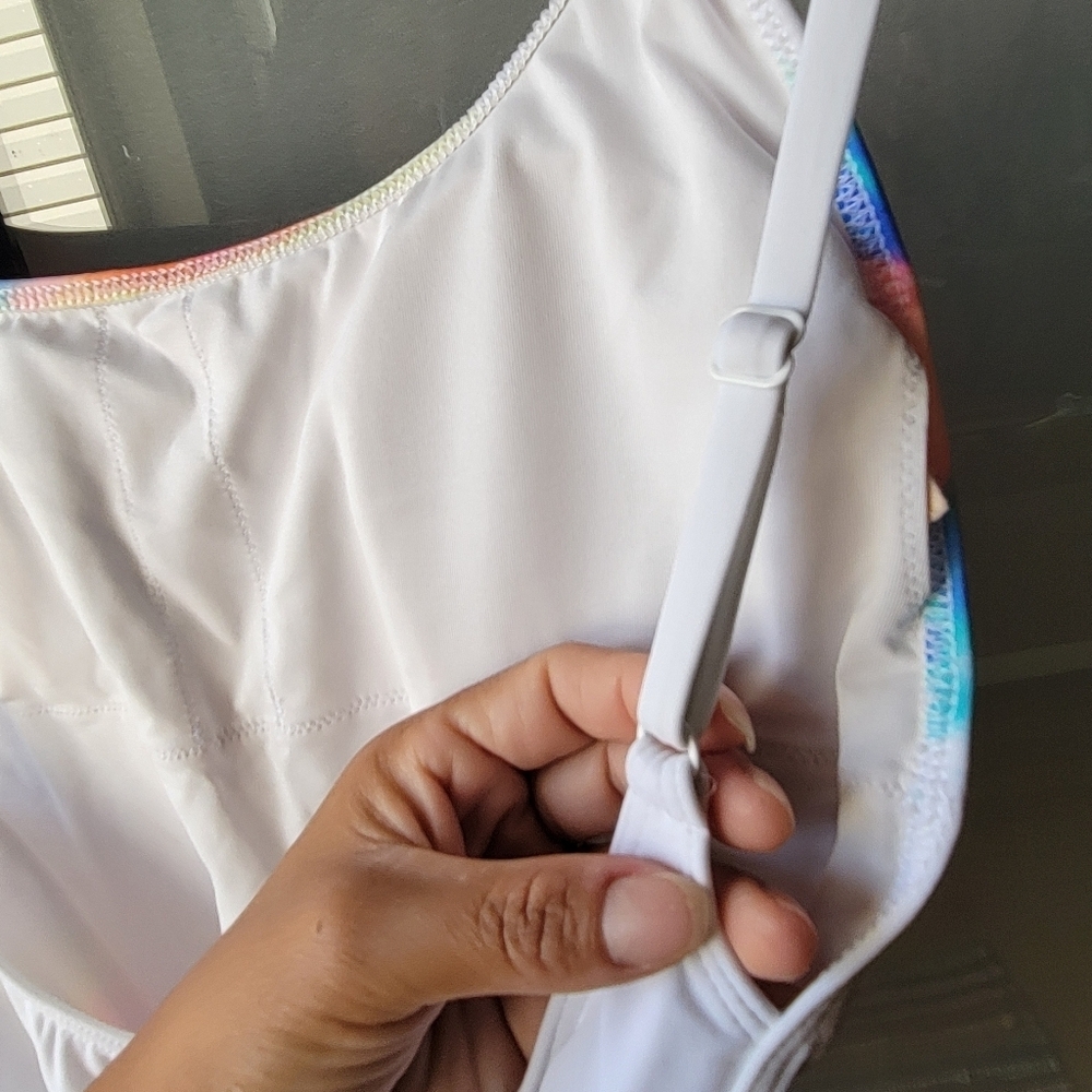PINK Victoria's Secret White and Blue One Piece Swimsuit - Picture 6 of 7